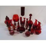 Large collection of red / ruby glass