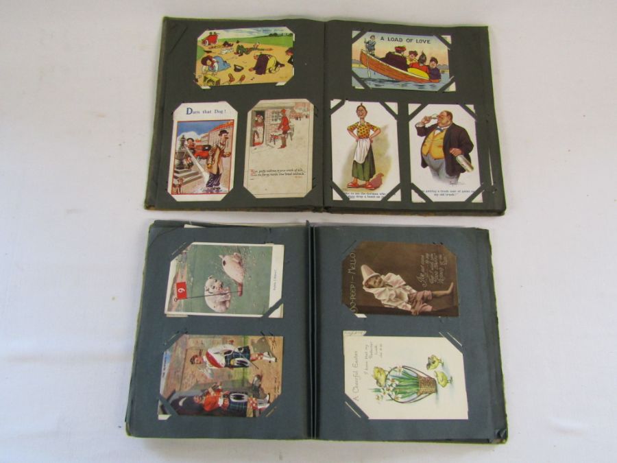 Vintage postcard albums with postcards most written on, albums aren't full but have a good
