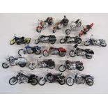 Selection of miniature motorbikes mostly Harley Davidson motorbikes