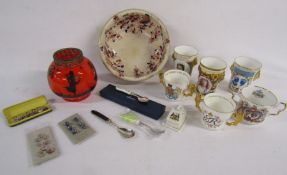 Mixed collection of items to include buttons, collectors cups etc
