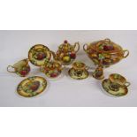 Raymond Everill & Sons fruit decorated 'Evesham' tea set (signed) with matching lidded tureen