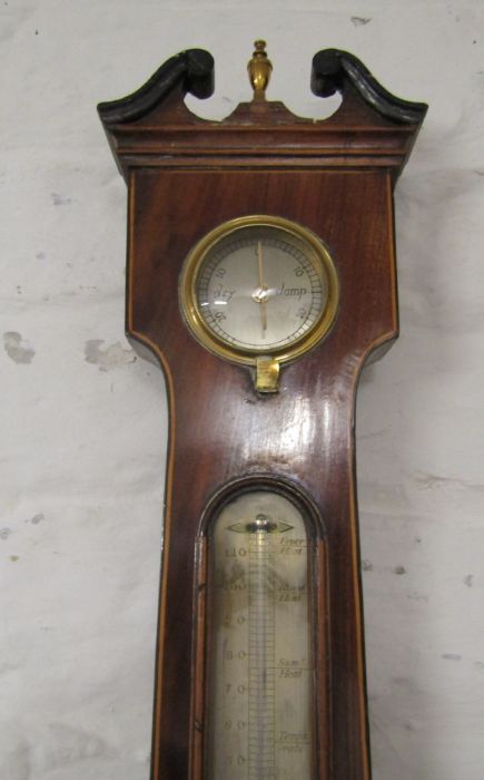 19th century banjo barometer by E Emanuel Wisbeach (af) H 96 cm - Image 3 of 4