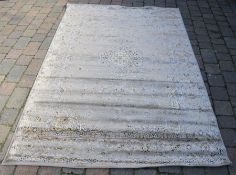 Grey ground full pile cashmere vintage rug 225cm by 157cm