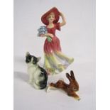 Collection of W. Goebel W. Germany figures to include a lady, rabbit, and cat