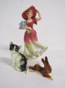 Collection of W. Goebel W. Germany figures to include a lady, rabbit, and cat