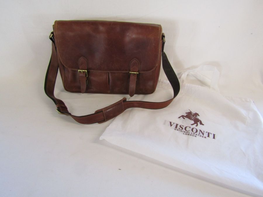 Visconti leather messenger bag with dust cover