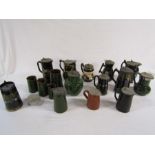 Collection of pewter lidded jugs and others