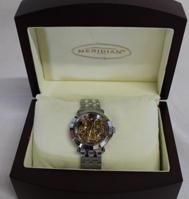 Large selection of costume jewellery & Meridian automatic 20 jewels skeleton wristwatch in case - Image 2 of 2