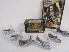 Collection of Maisto motorbikes, to include Gold Edition and a jigsaw (unchecked)