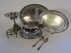Collection of silverplate, to include large serving dishes, cloche and a raised bon bon dish, a