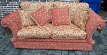 Millbrook knoll sofa with scroll arms & front sprung L225cm D97cm