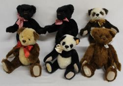 5 Dean's Collectors Club Membership bears: 2007 Hogarth (x 2) No.s 1410 / 0636, 2008 Hunter No.