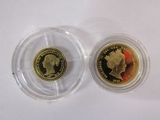 VE-Day quarter sovereign and one-eighth sovereign 14ct gold stamped 585