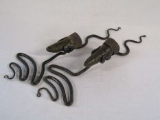 Pair of handmade forged sconces with oil burners approx. H 59cm