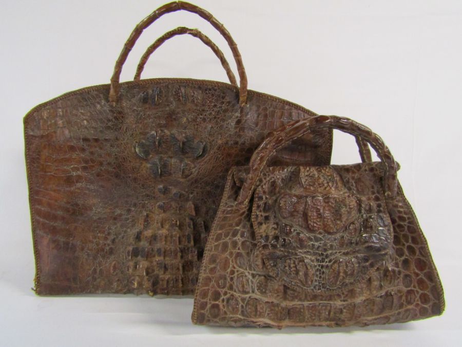 2 Crocodile skin bags - Large approx. 50cm x 17cm x 37cm