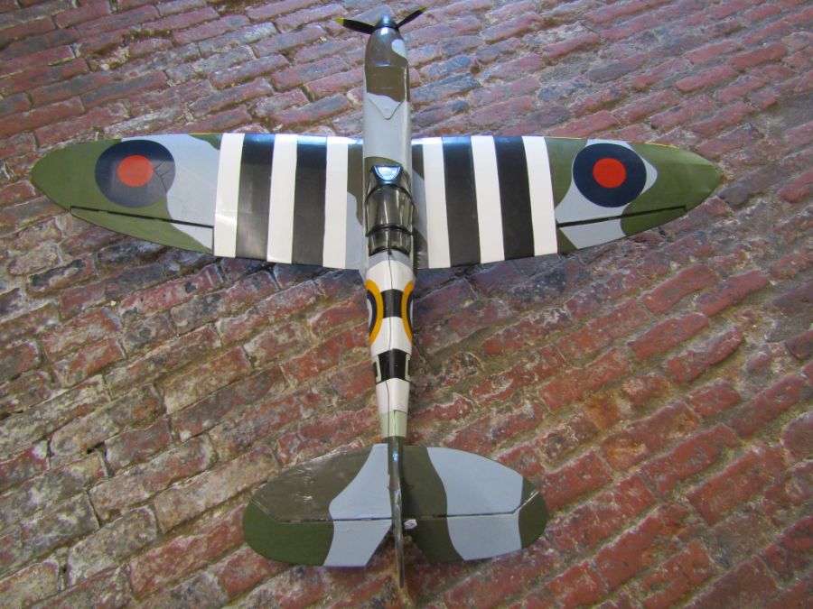 Large battery remote control 'Spitfire' aeroplane - measures approx. 45" long with a wingspan of - Image 8 of 9