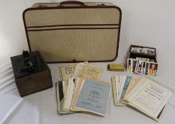 Suitcase containing theatre programmes (some Louth playgoers) - football cards - etc