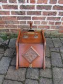 Vintage coal box with brass scoop and liner