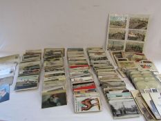 Large collection of vintage postcards mostly written on, some local and pictures and needlework