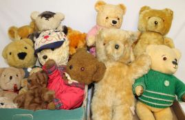 Selection of 20th century teddy bears including B G Toys mohair bear