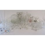 Large collection of glassware to include hunting shot glasses, jugs, jars etc