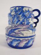 Crown Ducal Charlotte Rhead ribbed vase with flower pattern approx. H 14cm