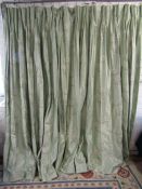 Pair of heavy lined fixed pleat curtains approx. 50"x84" with tiebacks