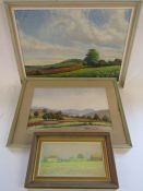 3 watercolours, 2 by Alans Holt 'View of Badranoch' approx. 79cm x 56.5cm (including frame) and a