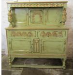 Painted court cupboard - the top cupboard does separate from the base approx. 124.5cm x 48.5cm x