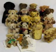 Selection of 20th century jointed teddy bears including Bocs Teganau, Teddy Bear Museum, Old