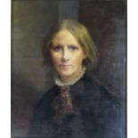Framed portrait oil on canvas of a late 19th/early 20th century lady possibly by Florence Hardy  (