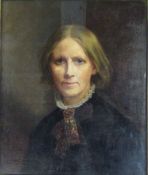 Framed portrait oil on canvas of a late 19th/early 20th century lady possibly by Florence Hardy  (