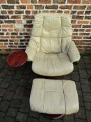 Ekornes Stressless chair and stool with swivel side table