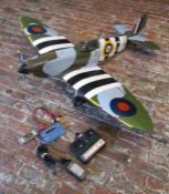 Large battery remote control 'Spitfire' aeroplane - measures approx. 45" long with a wingspan of