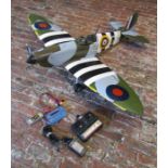 Large battery remote control 'Spitfire' aeroplane - measures approx. 45" long with a wingspan of