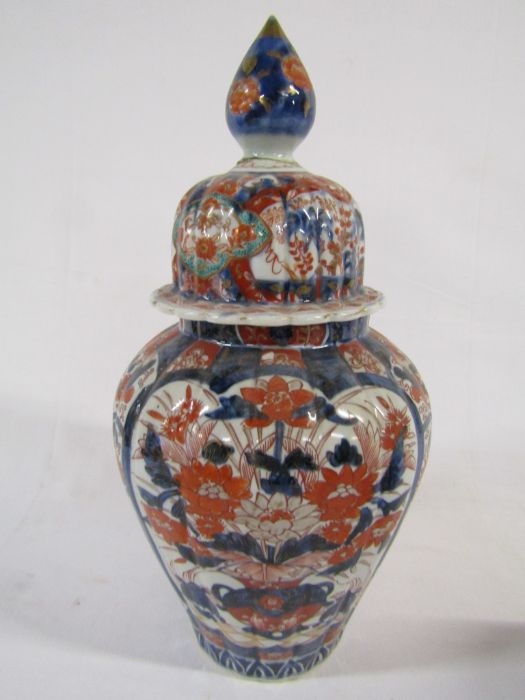 Imari lidded vase - repair to lid approx. 40cm high, imari plate approx. 19cm across and Chinese - Image 4 of 10