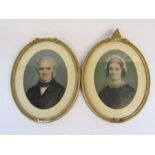 Pair of Victorian of hand tinted photographic portraits 55cmx45cm