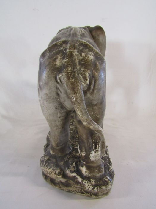 Large early 20th century plaster elephant approx. 17cm x 41cm - Image 4 of 5