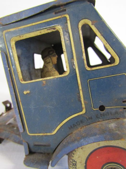 Louis Marx & Co wind up tin tractor - Mettoy Dunlop Fort tin truck with figure - Triang trains R55/ - Image 3 of 18