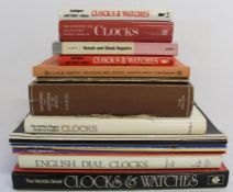 Selection of clock books & catalogues including "English Dial Clocks" Ronald E Rose & "Watch