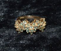9ct gold wavy cluster ring size N