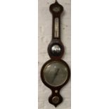 19th century mahogany onion top barometer with thermometer