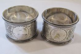 2 silver napkin rings Robert Pringle & Sons 1902 total weight 2.30 ozt