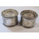 2 silver napkin rings Robert Pringle & Sons 1902 total weight 2.30 ozt