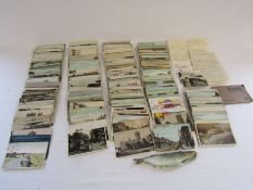 Large collection of vintage postcards, some local, most have been written on and some letters and