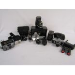 Selection of cameras including Fujifilm Finepix, Kodak 'six 20', Prinz lenses, Mamiya-sekor 1000