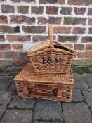 2 small wicker baskets to include a F&M (Fortnum and Mason) approx. 28cm x 21cm (f&m)