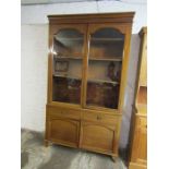 Large Edwardian display cabinet apprx. 213cm x 37cm x 122cm (warping to lower doors)