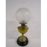 Duplex paraffin lamp with etched glass globe and chimney approx. 55cm to top of chimney