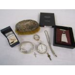 Selection of small collectables including a silver hairbrush, silver bangle RPH Birmingham 1976 W